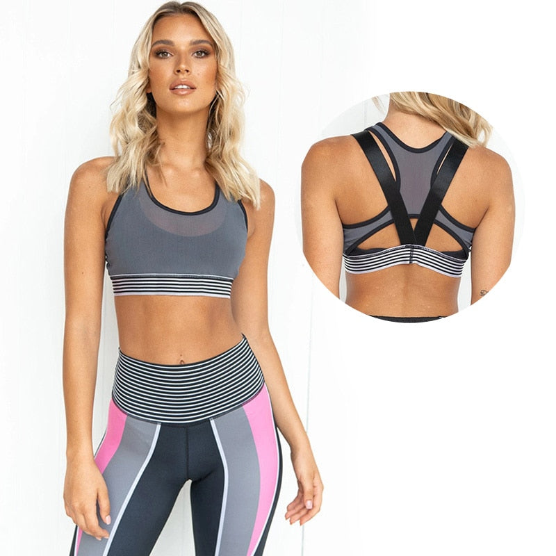 Women Seamless running Yoga Set Leggings Workout Sexy Sports Bra Top Set Pants Fitness Sportwear - meheshin