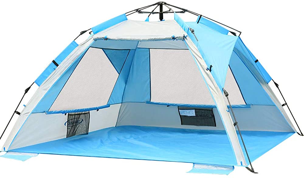 ZOMAKE Instant Beach Tent 3-4 Person, Pop Up Sun Shelter Easy Setup Portable with SPF 50 +UV Protection for Family - meheshin