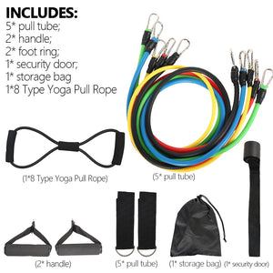 Expander Yoga Fitness Resistance Latex Bands 12Pcs/Set Pull Rope Set Exercise Sports Stretch Training Workout Home Gym - meheshin