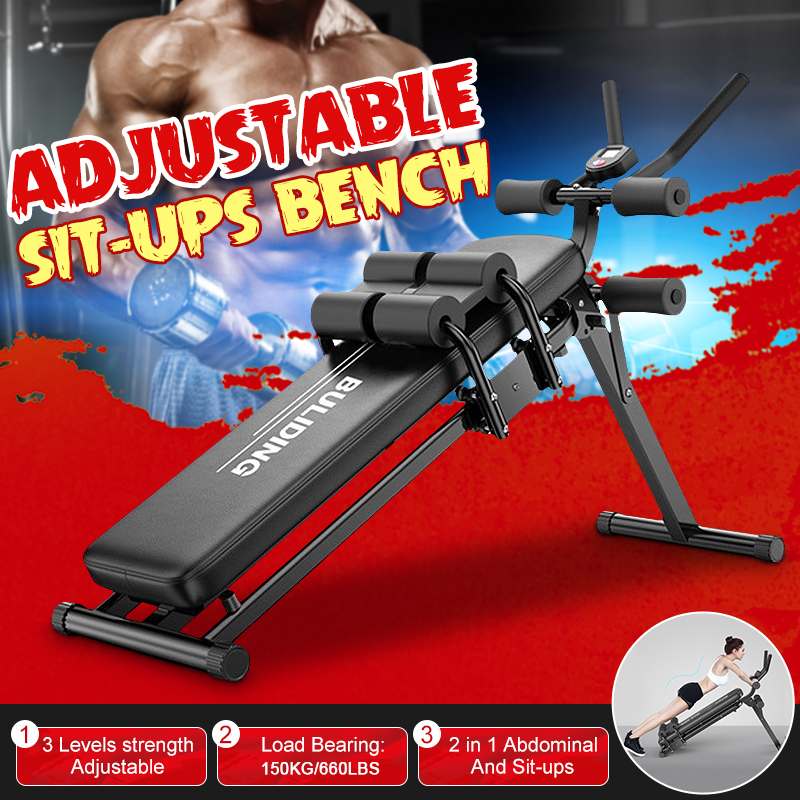 Folding Sit Up Benches Adjustable Muscle Abdominal Trainer Home Gym Fitness Equipments Workout Ab Rollers Training Fitness Tool - meheshin