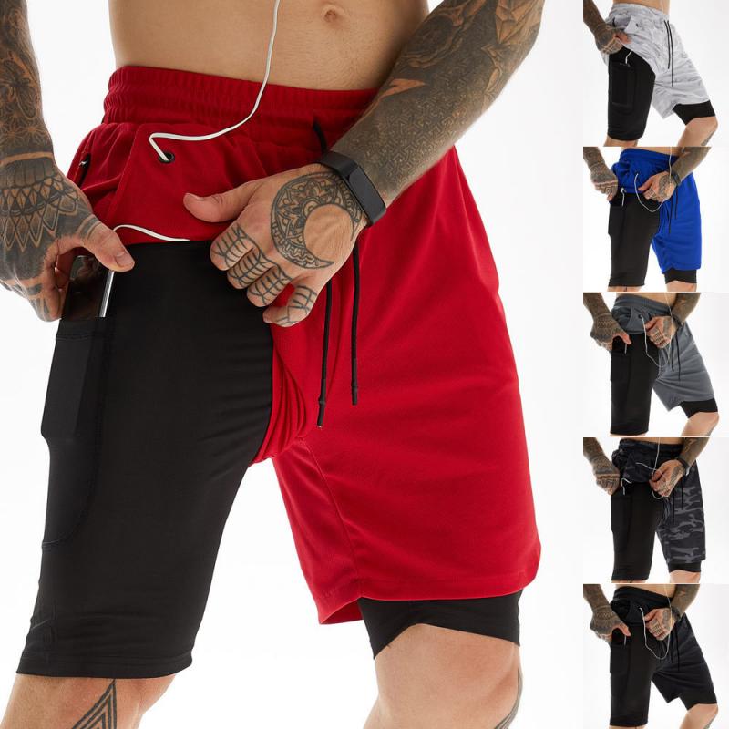 Double Deck Running Shorts Men Fitness Training Quick Dry Sport Jogging Bermuda Basketball Shorts - meheshin