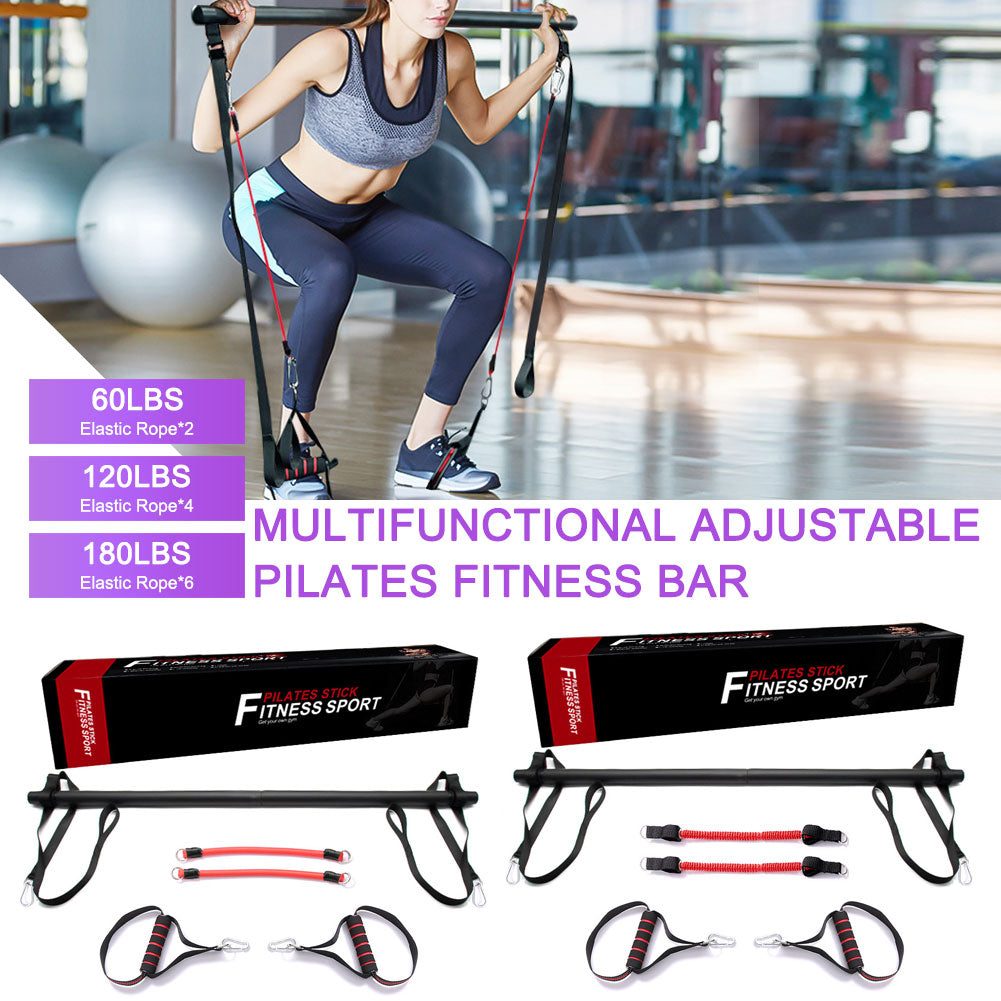 Resistance Bands Set Premium Strength training Assemble Pilates Bar System with Adjustable Belt Home Workouts For Men Women - meheshin