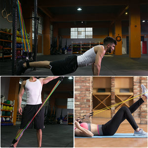 Expander Yoga Fitness Resistance Latex Bands 12Pcs/Set Pull Rope Set Exercise Sports Stretch Training Workout Home Gym - meheshin