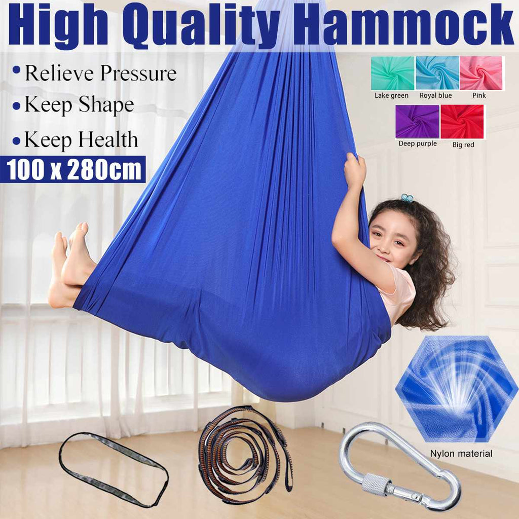 Yoga Flying Hammock 1x2.8M Swing Aerial Silk Fabric OR Carabiner & Daisy Chain for Yoga Anti-Gravity Pilates - meheshin