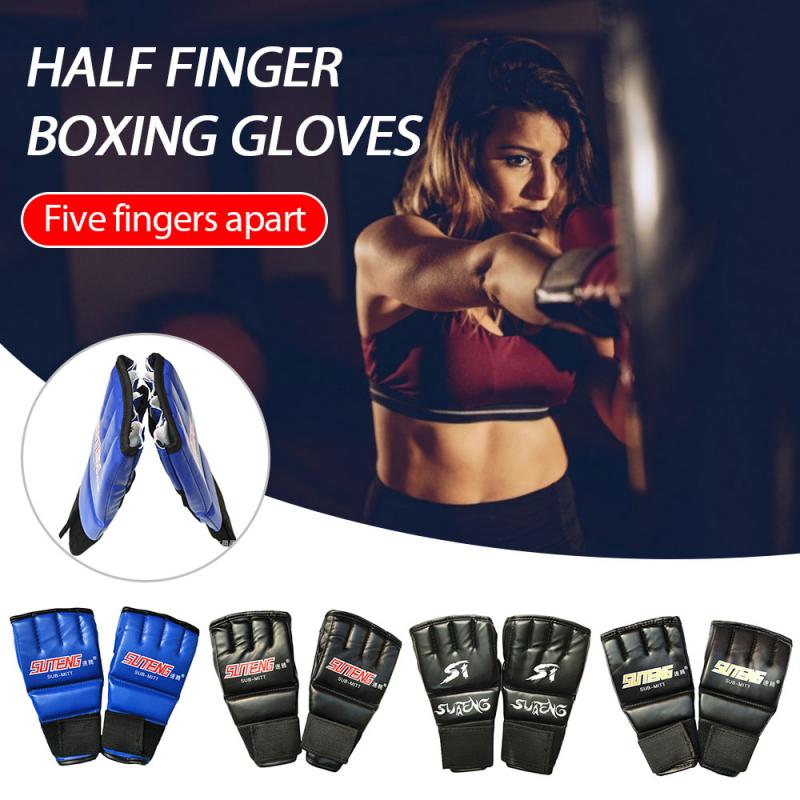 Boxing Gloves Punching Bag Half-finger Breathable Five-finger Leather Gloves For Men Women Sport Accessories - meheshin