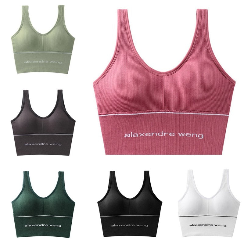 Sports Bra Female High Elastic Vest Bottoming Gathered Wild Strap Seamless Yoga Wrapped Chest - meheshin