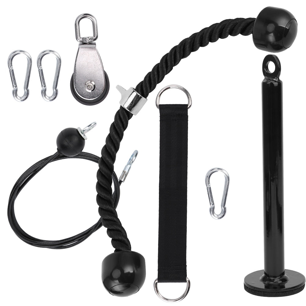 Portable Fitness Equipment 8Pcs DIY Pulley Rope Exercise Arm Strength Training Triceps Rope Pulldown Cable Attachment - meheshin