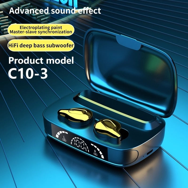 C10-3 TWS In-Ear Earphones BT 5.1 Headphones True Wireless Earbuds Noise Canceling HiFi Stereo Sound Headsets IPX7 Waterproof - meheshin