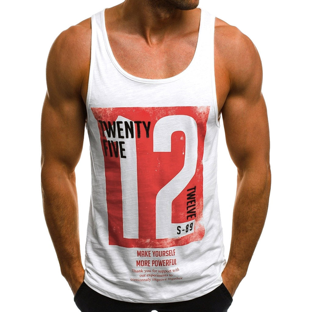 KANCOOLD Men's tank top Fashion Casual Slim Fit Letter Printed Sleeveless Vests Shirt Tee gym clothing - meheshin