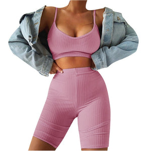 Open image in slideshow, Autumn Winter Women Sexy Large V-neck Camisole Top Skirt Suit Seamless Yoga Set Workout Sports Gym - meheshin
