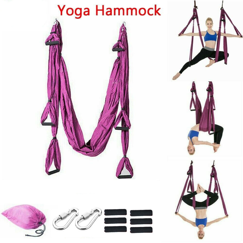 Hammock Aerial Yoga 6 Handles Flying Swing Anti-gravity Yoga Pilates Inversion Exercises Device Home Hanging Belt 10 Colors - meheshin