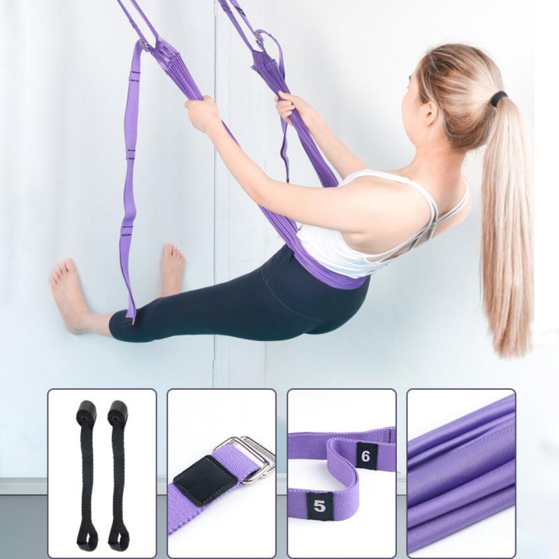 Yoga Strap Adjustable Aerial Hammock Swing Stretching Anti-gravity Handstand Exercise Elastic Belt Yoga Body Flexibility Trainer - meheshin