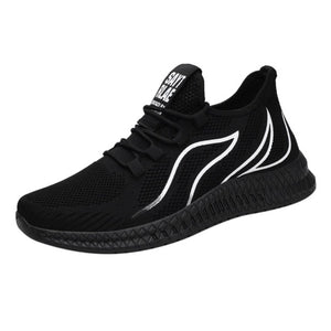 Open image in slideshow, DAIGELO Fashion Men&#39;s Comfortable Running Shoes Pure Color Flying Woven Mesh Lace-up Breathable Soft Bottom Running Sneakers - meheshin
