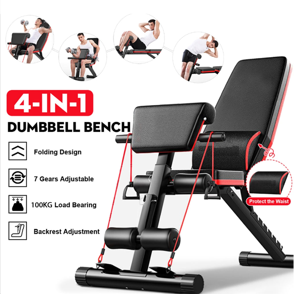 Foldable Dumbbell Bench 4in1 7 Gear Backrest Sit Up AB Abdominal Multifunctional Fitness Bench Weightlifting Training Equipment - meheshin