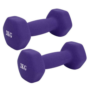 Open image in slideshow, Dumbbell Iron PVC Encased Hex 2 x 2KG Home Gym Workout Hand Weights - meheshin
