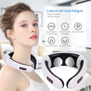Neck Massager USB Electric Charge 6 Modes Pulse Home Relaxation Far Infrared Heating Back Pain Relief Tool - meheshin