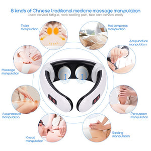 Neck Massager USB Electric Charge 6 Modes Pulse Home Relaxation Far Infrared Heating Back Pain Relief Tool - meheshin