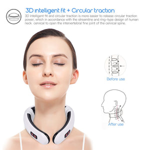 Neck Massager USB Electric Charge 6 Modes Pulse Home Relaxation Far Infrared Heating Back Pain Relief Tool - meheshin