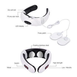 Neck Massager USB Electric Charge 6 Modes Pulse Home Relaxation Far Infrared Heating Back Pain Relief Tool - meheshin