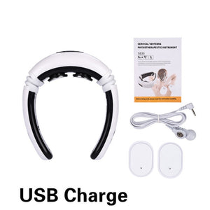 Open image in slideshow, Neck Massager USB Electric Charge 6 Modes Pulse Home Relaxation Far Infrared Heating Back Pain Relief Tool - meheshin
