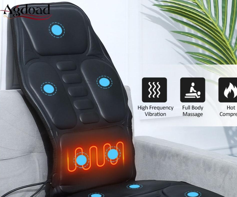 Electric 9 Motor Portable Heating Vibrating Back Massager Chair In Cussion Car Home Office Lumbar Neck Mattress Pain Relief Mat - meheshin