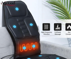 Electric 9 Motor Portable Heating Vibrating Back Massager Chair In Cussion Car Home Office Lumbar Neck Mattress Pain Relief Mat - meheshin