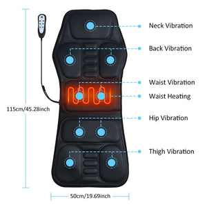 Electric 9 Motor Portable Heating Vibrating Back Massager Chair In Cussion Car Home Office Lumbar Neck Mattress Pain Relief Mat - meheshin
