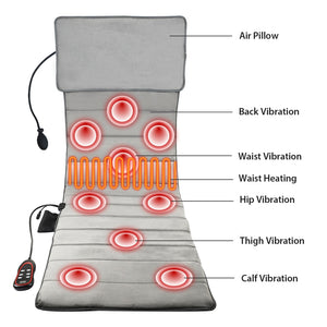 Electric 9 Motor Portable Heating Vibrating Back Massager Chair In Cussion Car Home Office Lumbar Neck Mattress Pain Relief Mat - meheshin