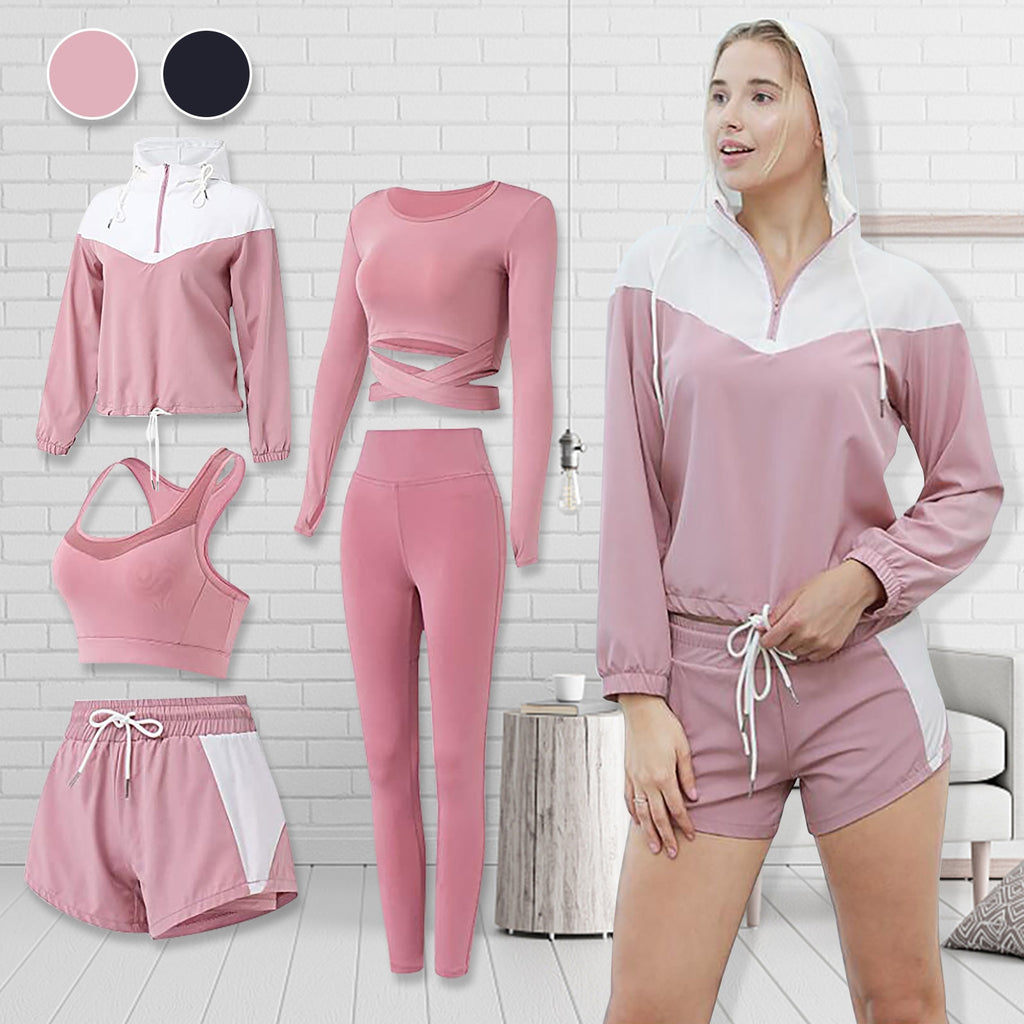 Women Sportwear Yoga Clothing Suit Set 5PCS Tracksuit Running Gym Winter Fitness - meheshin