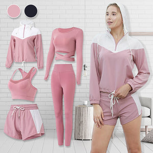 Women Sportwear Yoga Clothing Suit Set 5PCS Tracksuit Running Gym Winter Fitness - meheshin