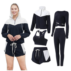 Women Sportwear Yoga Clothing Suit Set 5PCS Tracksuit Running Gym Winter Fitness - meheshin