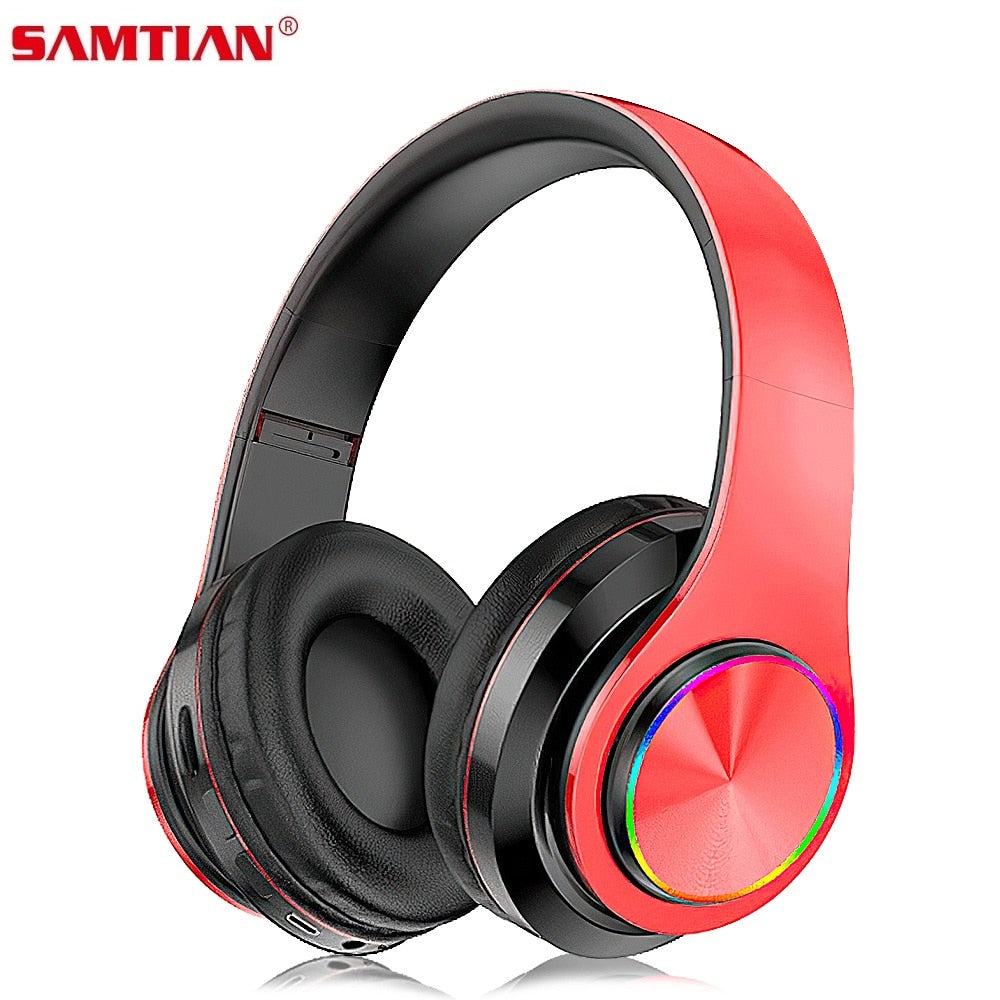 SAMTIAN Wireless Headphones Bluetooth Headsets Foldable HIFI Audio Mp3 Adjustable Earphones with Mic for Music - meheshin