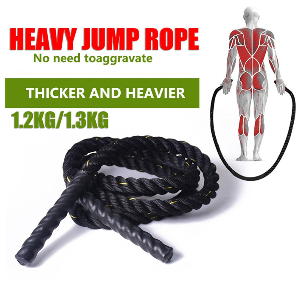 Battle Rope black 25mm Fitness Heavy Jump Rope Weighted Skipping for Men Women outdoor sports - meheshin