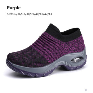 Open image in slideshow, Women Walking Shoes Mesh Fashion Platform Slip-On Sneaker Air Cushion Gym Modern Dance - meheshin
