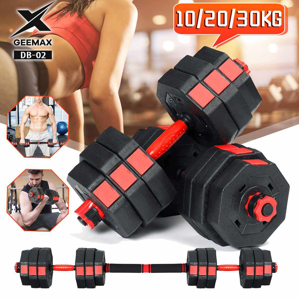 Dumbbell Barbell GEEMAX 10/20/30KG Adjustable Weight Set with Bar Fitness Workout Gym Non-slip Exercise Training Tools - meheshin