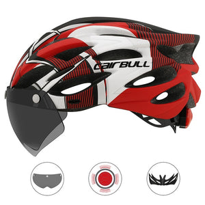 Open image in slideshow, Cairbull Ultralight Cycling Helmet With Removable Visor Goggle Bike Taillight Intergrally-molded Mountain Road MTB Helmet
