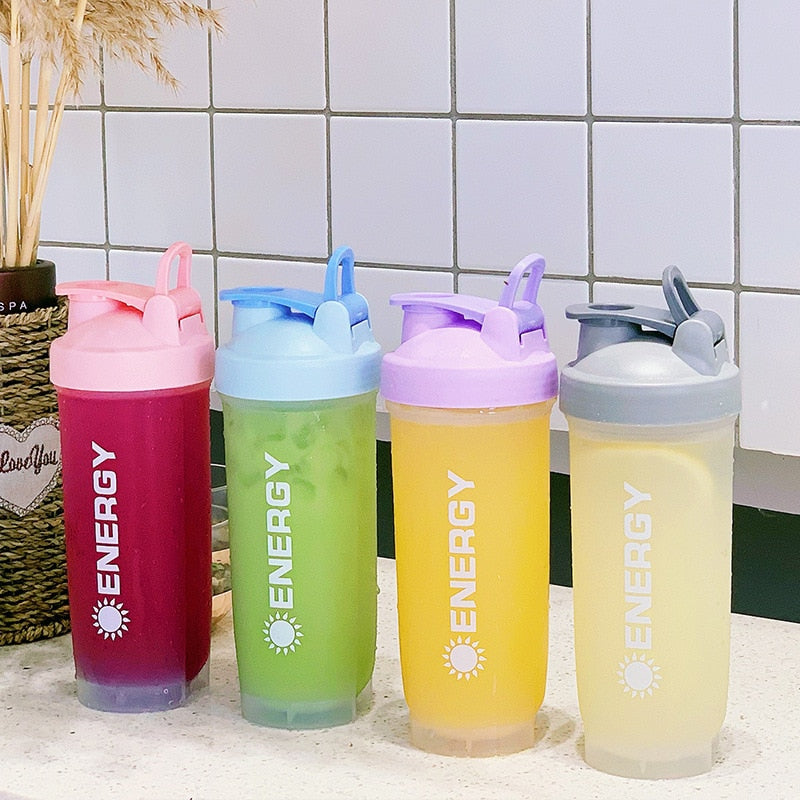 Portable Shaker 500/700ml Water Bottle Juice Milkshake Protein Powder Shake Cup With Stirring Ball - meheshin