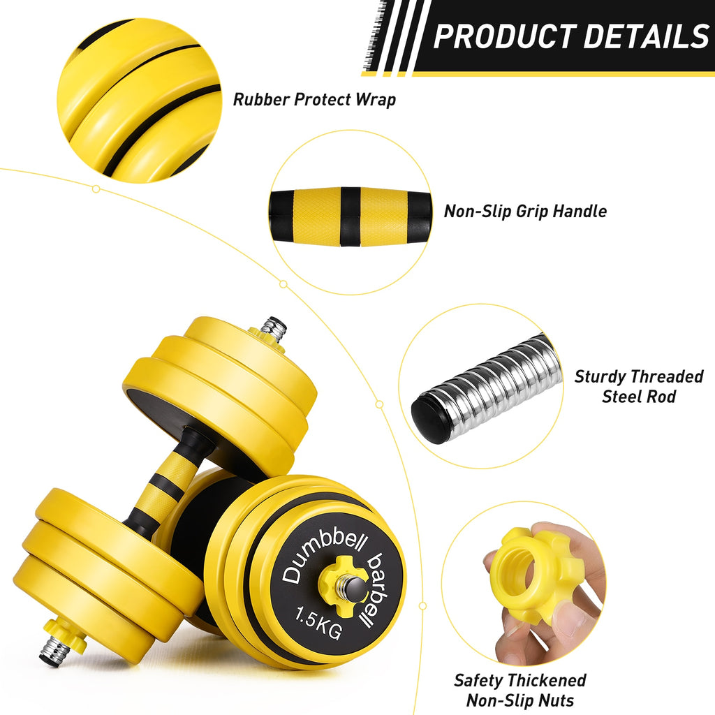 Adjustable Dumbbells 55lbs Weight Set Barbell 2 In 1 Solid And Configurable With Rubbery Protective Cover - meheshin