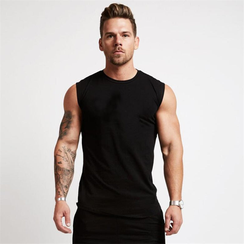 Gym Workout Sleeveless Shirt Tank Top Men Bodybuilding Clothing Fitness Sportwear - meheshin