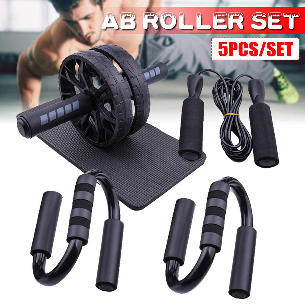 Resistance Bands Push-up Bar AB Power Wheels Roller Machine Jump Rope Exercise Workout Home Gym Fitness Abdominal Muscle Trainer - meheshin