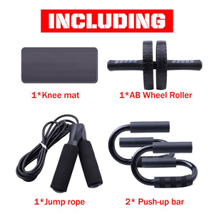 Resistance Bands Push-up Bar AB Power Wheels Roller Machine Jump Rope Exercise Workout Home Gym Fitness Abdominal Muscle Trainer - meheshin