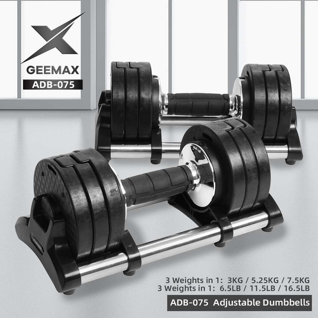 GEEMAX 7.5Kg Adjustable Dumbbell 2 pcs Home Intelligent Automatic Combination Replacement Set Universal Gym Fitness - meheshin