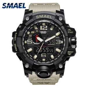 Open image in slideshow, SMAEL Men Sport Watch Dual Display Analog Digital Led Electronic Wrist Watch - meheshin

